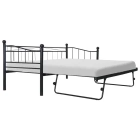 Black steel bed frame 180x200/90x200 cm by vidaXL, Beds and slatted bases - Ref: Foro24-285307, Price: 203,12 €, Discount: %