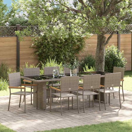 Conjunto de Comedor de Jardín 9 pcs Gris ratán sintético en Sillas de jardín | Comprar online en Foru.es