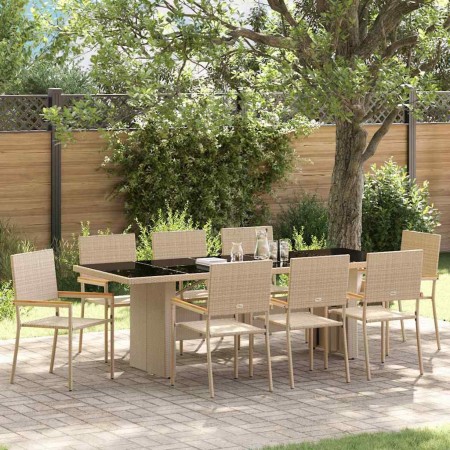 Conjunto de Comedor de Jardín 9 pcs Beige ratán sintético en Sillas de jardín | Comprar online en Foru.es