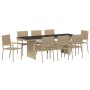 Conjunto de Comedor de Jardín 9 pcs Beige ratán sintético en Sillas de jardín | Comprar online en Foru.es