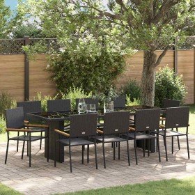 Conjunto de Comedor de Jardín 11 pcs Negro ratán sintético en Sillas de jardín | Comprar online en Foru.es