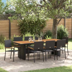 Conjunto de Comedor de Jardín 9 pcs Negro ratán sintético en Sillas de jardín | Comprar online en Foru.es