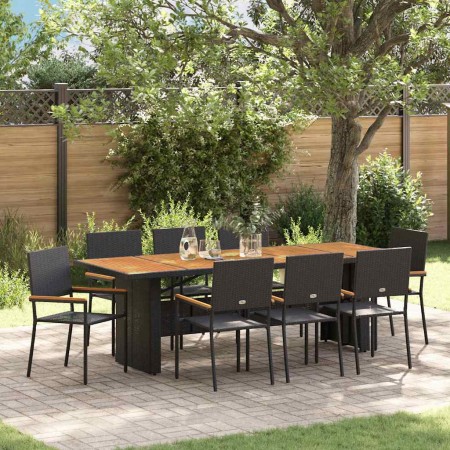 Conjunto de Comedor de Jardín 9 pcs Negro ratán sintético en Sillas de jardín | Comprar online en Foru.es