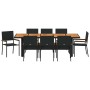 Conjunto de Comedor de Jardín 9 pcs Negro ratán sintético en Sillas de jardín | Comprar online en Foru.es