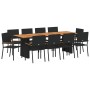 Conjunto de Comedor de Jardín 11 pcs Negro ratán sintético en Sillas de jardín | Comprar online en Foru.es