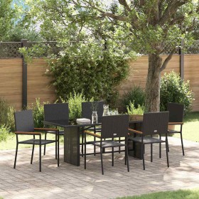 Conjunto de Comedor de Jardín 7 pcs Negro ratán sintético en Sillas de jardín | Comprar online en Foru.es