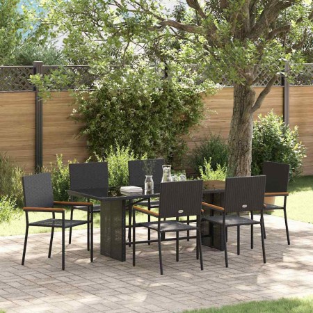 Conjunto de Comedor de Jardín 7 pcs Negro ratán sintético en Sillas de jardín | Comprar online en Foru.es