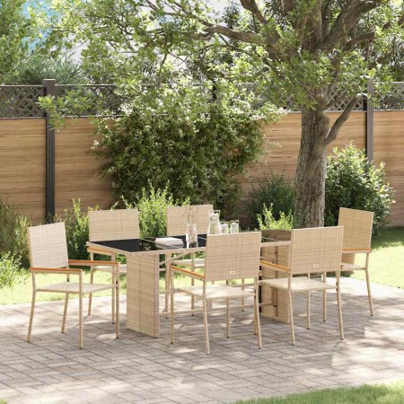 Conjunto de Comedor de Jardín 7 pcs Beige ratán sintético en Sillas de jardín | Comprar online en Foru.es