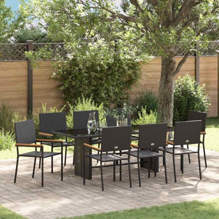 Conjunto de Comedor de Jardín 9 pcs Negro ratán sintético en Sillas de jardín | Comprar online en Foru.es