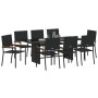Conjunto de Comedor de Jardín 9 pcs Negro ratán sintético en Sillas de jardín | Comprar online en Foru.es