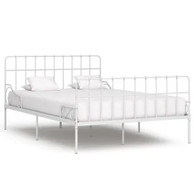Estructura de cama con somier metal blanco 140x200 cm de vidaXL, Camas y somieres - Ref: Foro24-284604, Precio: 96,62 €, Desc...