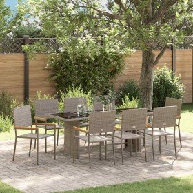 Conjunto de Comedor de Jardín 9 pcs Gris ratán sintético en Sillas de jardín | Comprar online en Foru.es