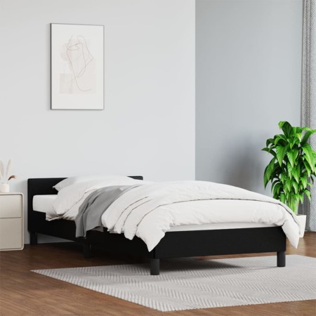 Estructura de cama con cabecero cuero sintético negro 90x190 cm de vidaXL, Camas y somieres - Ref: Foro24-347471, Precio: 90,...