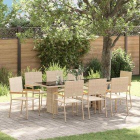 Conjunto de Comedor de Jardín 9 pcs Beige ratán sintético en Sillas de jardín | Comprar online en Foru.es