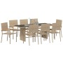 Conjunto de Comedor de Jardín 9 pcs Beige ratán sintético en Sillas de jardín | Comprar online en Foru.es