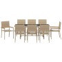Conjunto de Comedor de Jardín 9 pcs Beige ratán sintético en Sillas de jardín | Comprar online en Foru.es