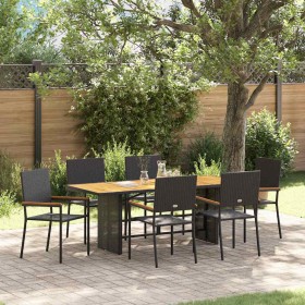 Conjunto de Comedor de Jardín 7 pcs Negro ratán sintético en Sillas de jardín | Comprar online en Foru.es