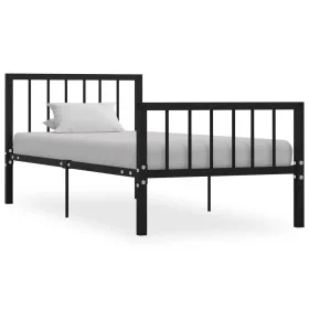 Black metal bed frame 100x200 cm by vidaXL, Beds and slatted bases - Ref: Foro24-284569, Price: 91,06 €, Discount: %