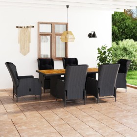 Set comedor jardín 7 pzas cojines ratán sintético gris oscuro en Conjuntos de jardín | Comprar online en Foru.es