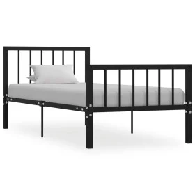 Black metal bed frame 90x200 cm by vidaXL, Beds and slatted bases - Ref: Foro24-284568, Price: 121,71 €, Discount: %
