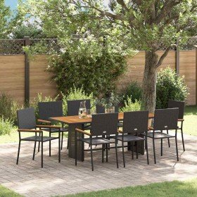Conjunto de Comedor de Jardín 9 pcs Negro ratán sintético en Sillas de jardín | Comprar online en Foru.es