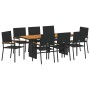 Conjunto de Comedor de Jardín 9 pcs Negro ratán sintético en Sillas de jardín | Comprar online en Foru.es