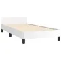 Bed frame with headboard white synthetic leather 90x190cm by vidaXL, Beds and slatted bases - Ref: Foro24-347472, Price: 93,5...