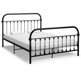 Black metal bed frame 140x200 cm by vidaXL, Beds and slatted bases - Ref: Foro24-284501, Price: 217,29 €, Discount: %
