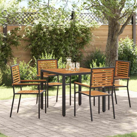 Conjunto de Comedor de Jardín 5 pcs Negro y Marrón en Sillas de jardín | Comprar online en Foru.es