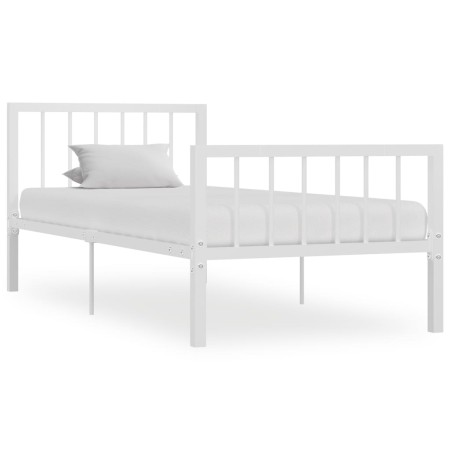 Estructura de cama de metal blanco 100x200 cm de vidaXL, Camas y somieres - Ref: Foro24-284563, Precio: 80,16 €, Descuento: %