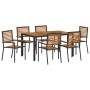 Conjunto de Comedor de Jardín 7 pcs Negro y Marrón en Sillas de jardín | Comprar online en Foru.es