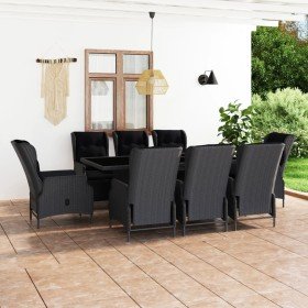 Set comedor jardín 9 pzas cojines ratán sintético gris oscuro en Conjuntos de jardín | Comprar online en Foru.es