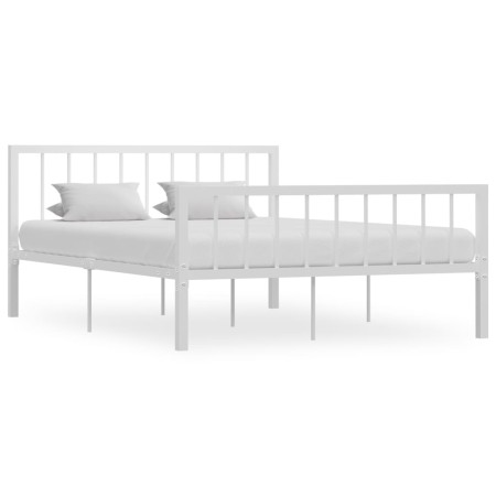 Estructura de cama de metal blanco 140x200 cm de vidaXL, Camas y somieres - Ref: Foro24-284565, Precio: 132,37 €, Descuento: %