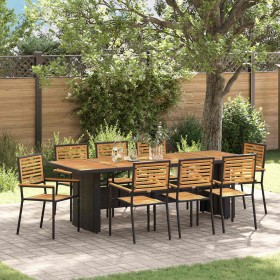 Conjunto de Comedor de Jardín 9 pcs Negro y Marrón en Sillas de jardín | Comprar online en Foru.es
