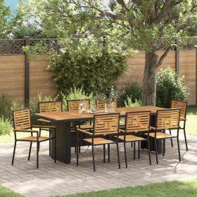 Conjunto de Comedor de Jardín 9 pcs Negro y Marrón en Sillas de jardín | Comprar online en Foru.es