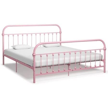 Estructura de cama de metal rosa 180x200 cm de vidaXL, Camas y somieres - Ref: Foro24-284515, Precio: 180,86 €, Descuento: %