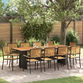 Conjunto de Comedor de Jardín 11 pcs Negro y Marrón en Sillas de jardín | Comprar online en Foru.es