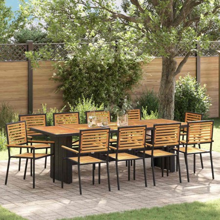 Conjunto de Comedor de Jardín 11 pcs Negro y Marrón en Sillas de jardín | Comprar online en Foru.es