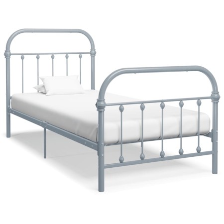 Estructura de cama de metal gris 100x200 cm de vidaXL, Camas y somieres - Ref: Foro24-284505, Precio: 77,55 €, Descuento: %