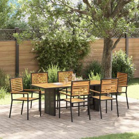 Conjunto de Comedor de Jardín 7 pcs Negro y Marrón en Sillas de jardín | Comprar online en Foru.es