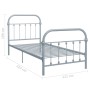 Estructura de cama de metal gris 100x200 cm de vidaXL, Camas y somieres - Ref: Foro24-284505, Precio: 77,55 €, Descuento: %
