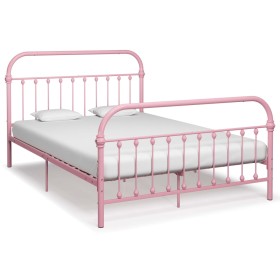 Estructura de cama de metal rosa 160x200 cm de vidaXL, Camas y somieres - Ref: Foro24-284514, Precio: 150,96 €, Descuento: %