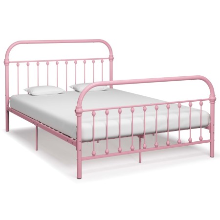 Estructura de cama de metal rosa 160x200 cm de vidaXL, Camas y somieres - Ref: Foro24-284514, Precio: 150,96 €, Descuento: %