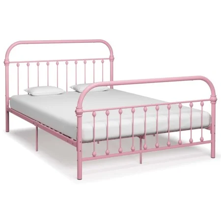 Estructura de cama de metal rosa 160x200 cm de vidaXL, Camas y somieres - Ref: Foro24-284514, Precio: 153,00 €, Descuento: %