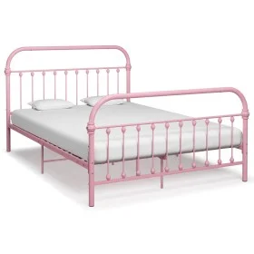 Estructura de cama de metal rosa 120x200 cm de vidaXL, Camas y somieres - Ref: Foro24-284512, Precio: 156,28 €, Descuento: %