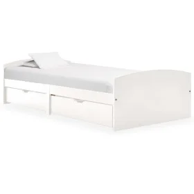 Bed frame with 2 drawers solid white pine wood 90x200cm by vidaXL, Beds and slatted bases - Ref: Foro24-322155, Price: 219,37...