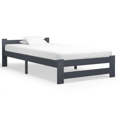 Estructura de cama madera maciza de pino gris oscuro 100x200 cm de vidaXL, Camas y somieres - Ref: Foro24-322020, Precio: 89,...