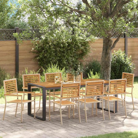 Conjunto de Comedor de Jardín 9 pcs Beige y Marrón en Sillas de jardín | Comprar online en Foru.es