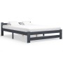 Estructura de cama madera maciza de pino gris oscuro 140x200 cm de vidaXL, Camas y somieres - Ref: Foro24-322022, Precio: 121...