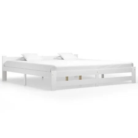 Solid white pine wood bed frame 200x200 cm by vidaXL, Beds and slatted bases - Ref: Foro24-322004, Price: 119,71 €, Discount: %